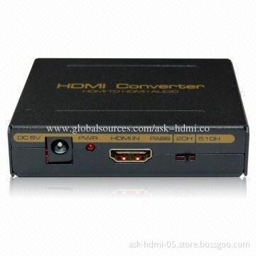 HDMI to HDMI + Audio (SPDIF + L/R) Converter, 5V DC/1A Power Supply